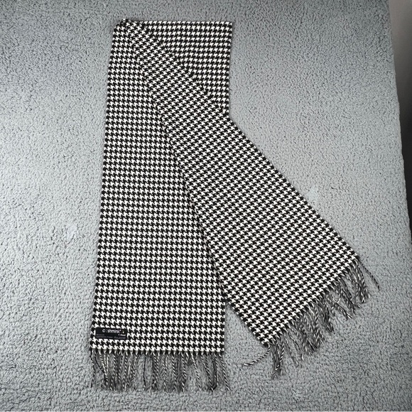 Cashmink V. Fraas Scarf Womens One Size Houndstooth Black White Winter - Picture 3 of 6